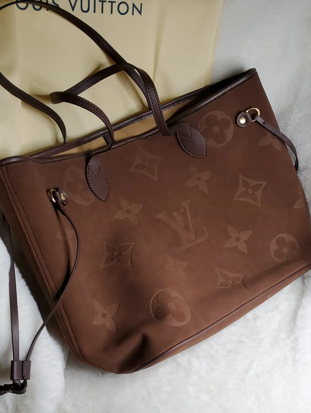 LV Brown Monogram Suede Tote
